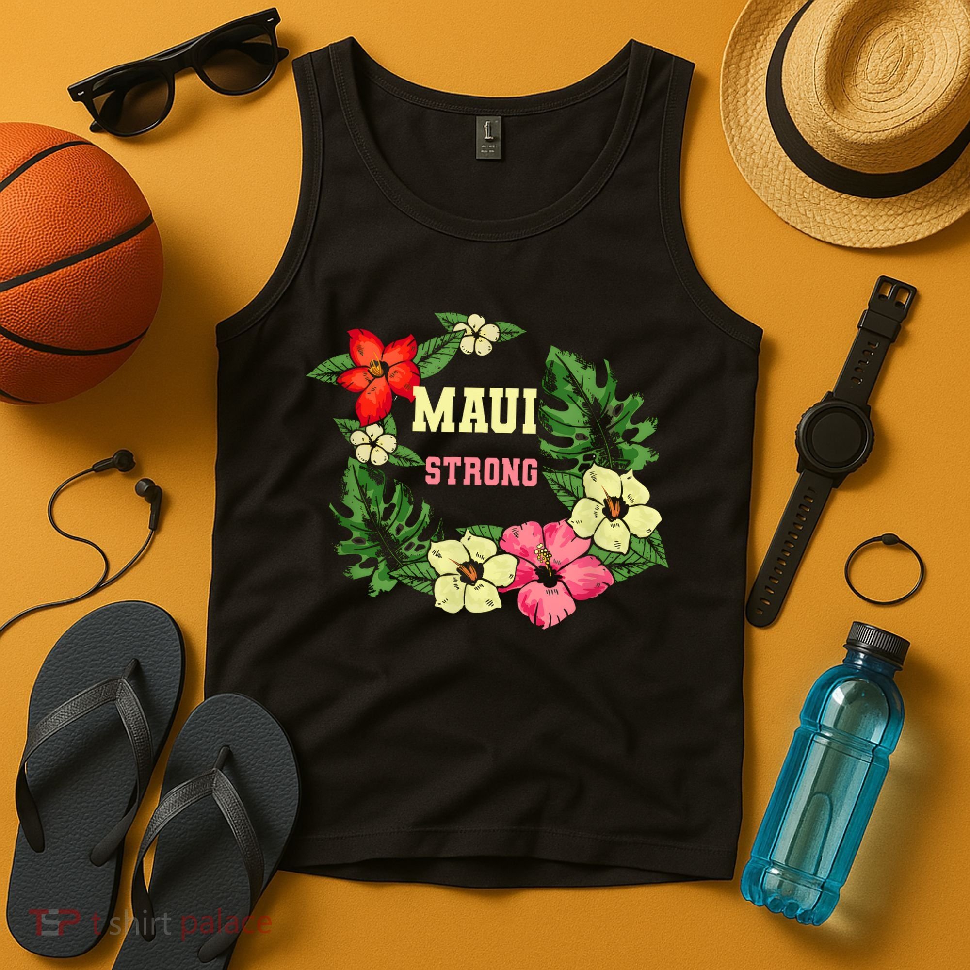 Pray For Maui Hawaii Strong Lahaina Hawaiian Floral Tank Top