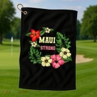 Pray For Maui Hawaii Strong Lahaina Hawaiian Floral Golf Towel thumb 1