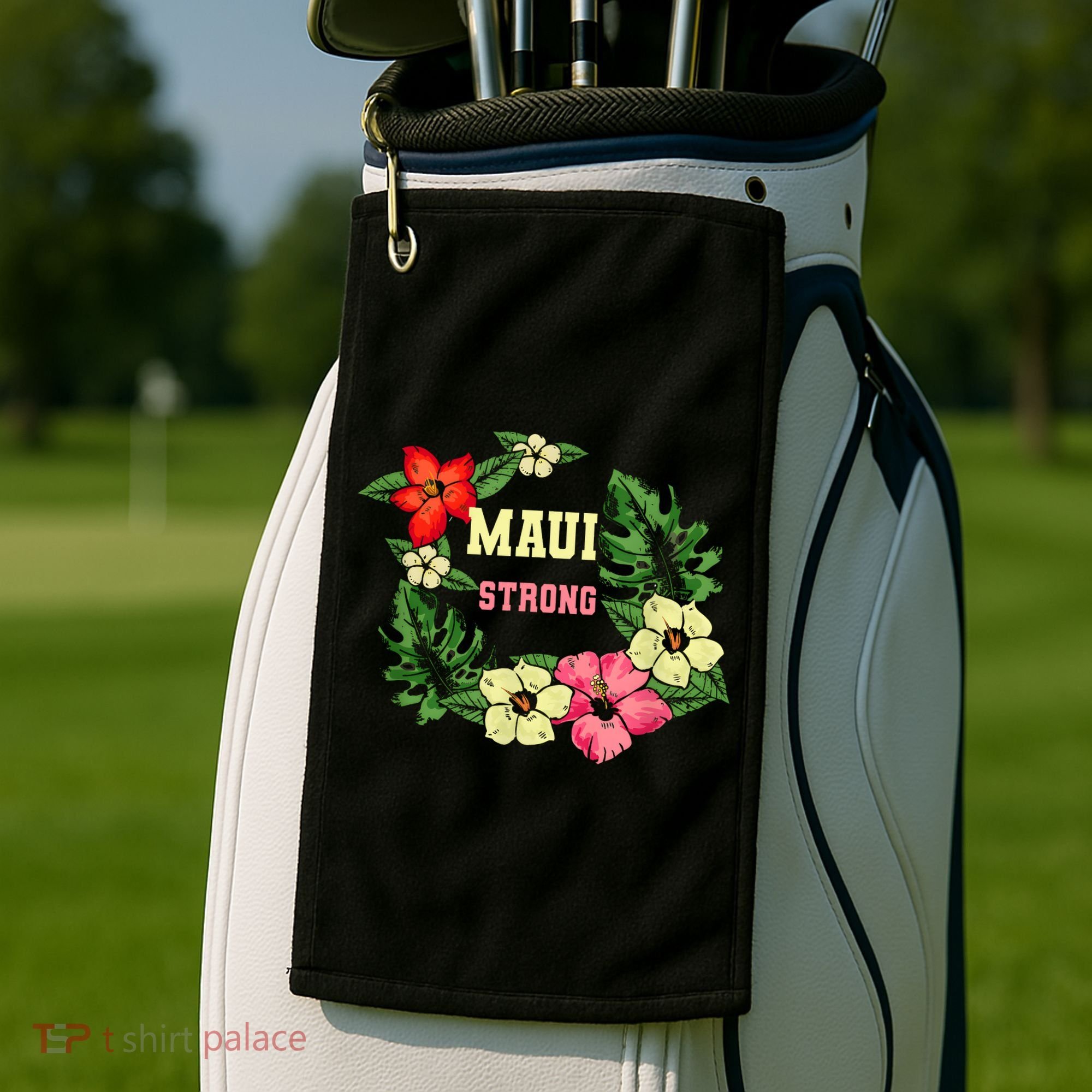 Pray For Maui Hawaii Strong Lahaina Hawaiian Floral Golf Towel
