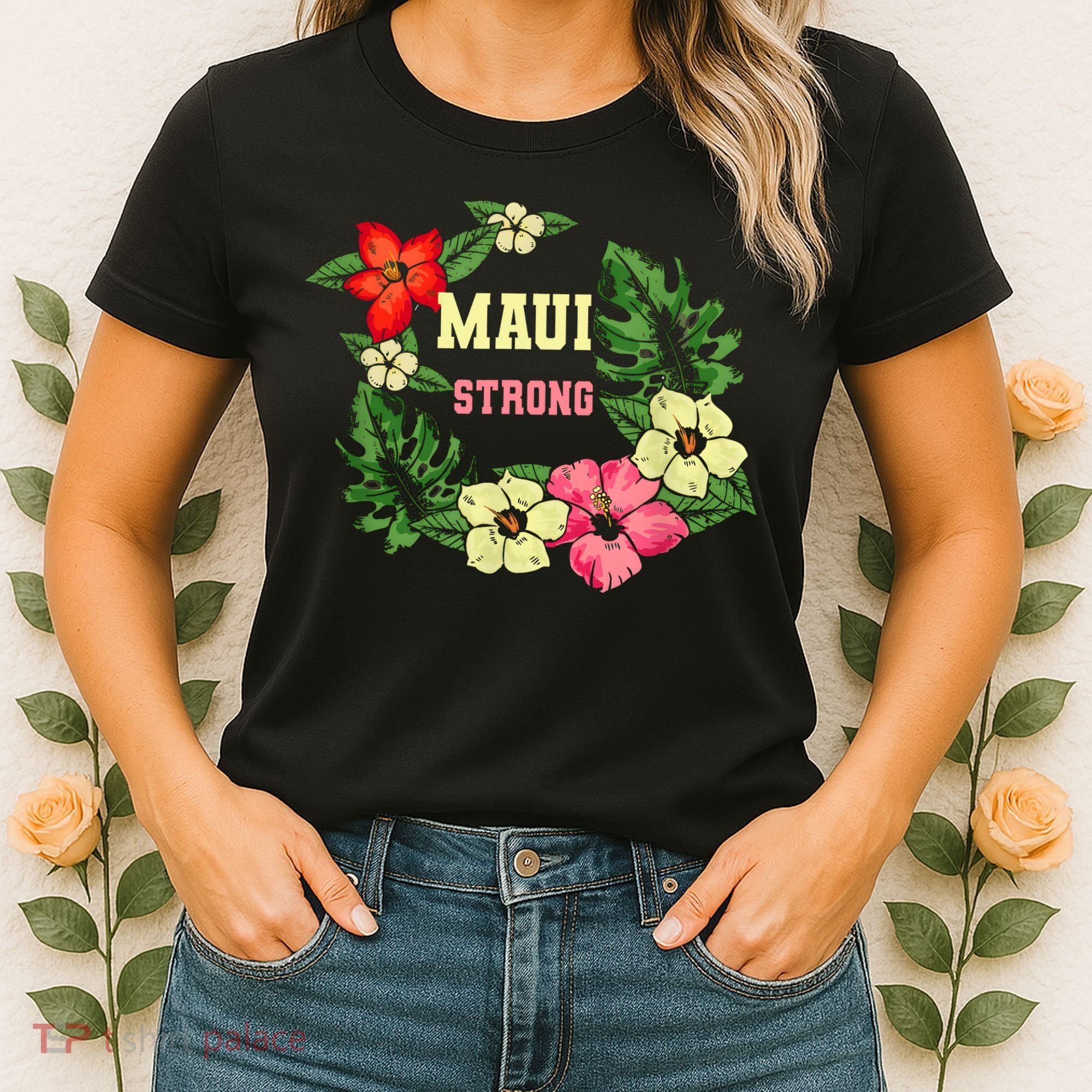 Pray For Maui Hawaii Strong Lahaina Hawaiian Floral Women's T-Shirt