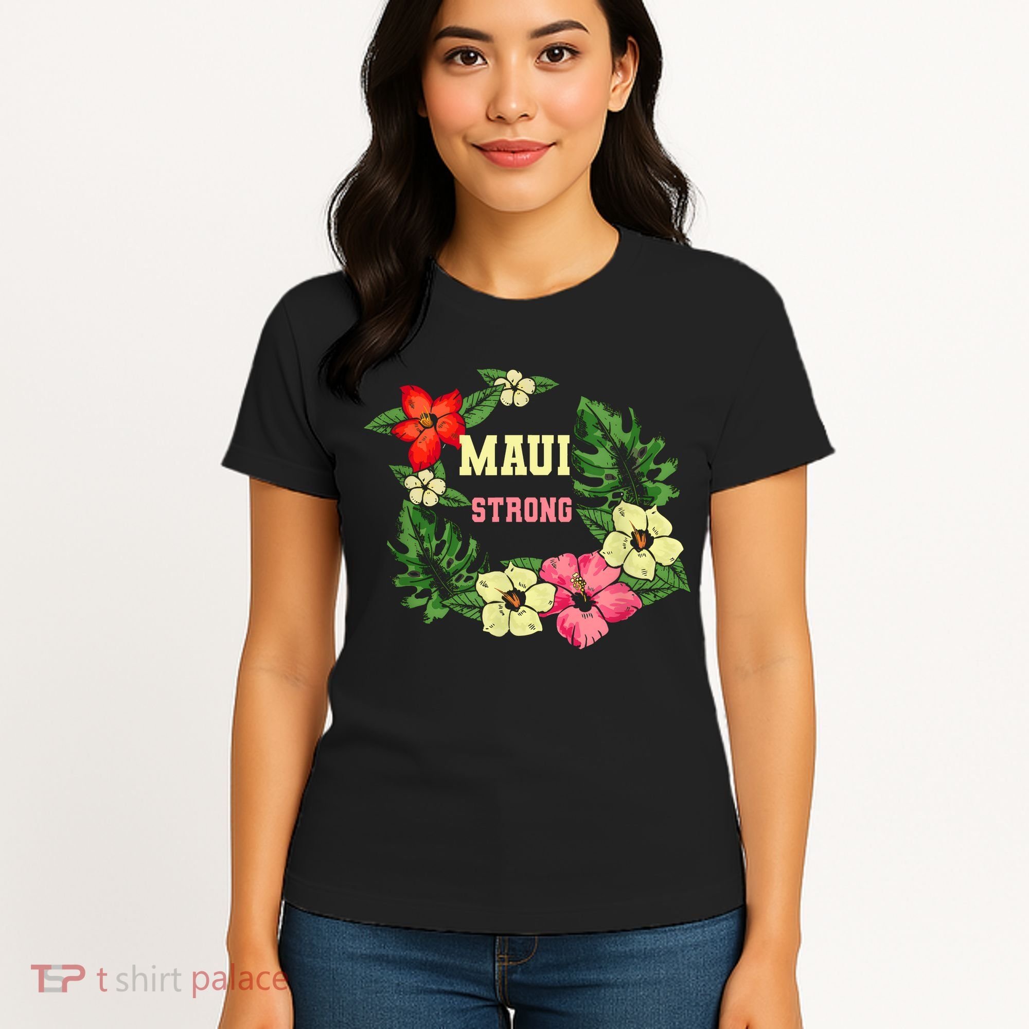 Pray For Maui Hawaii Strong Lahaina Hawaiian Floral Women's T-Shirt