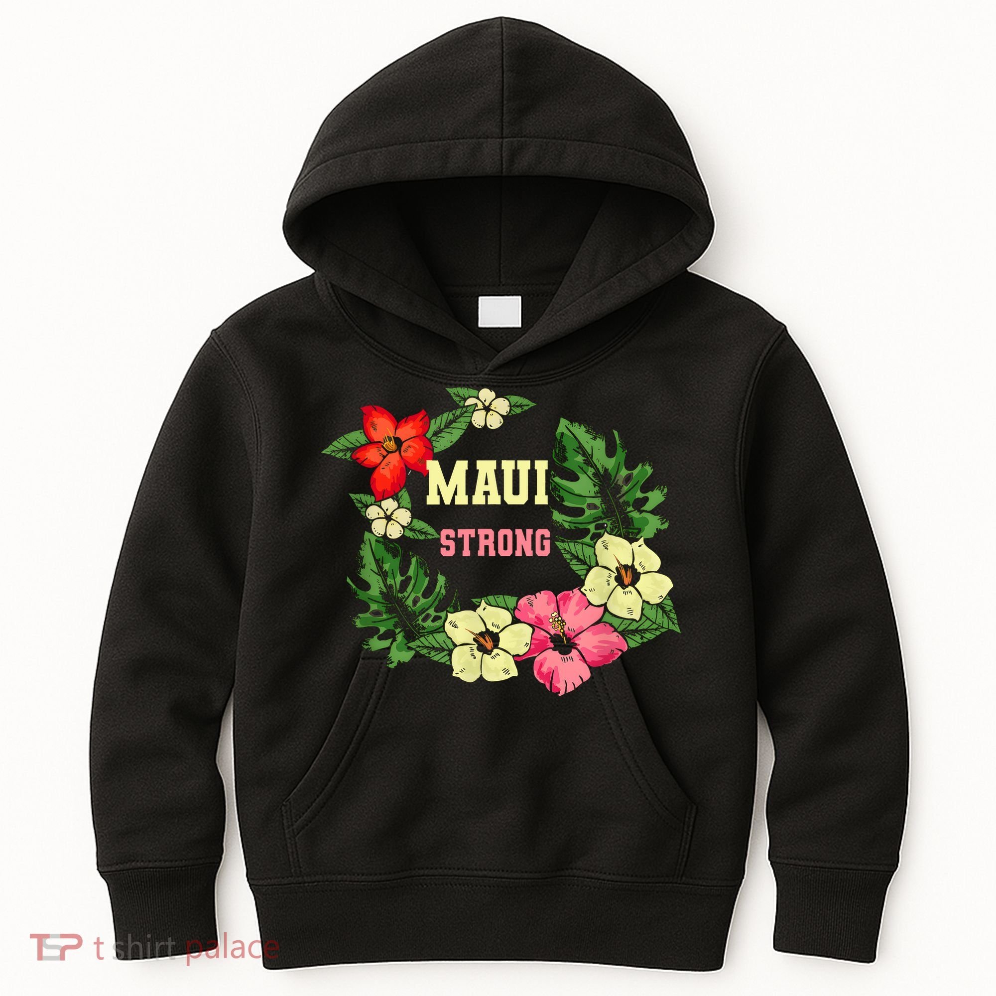 Pray For Maui Hawaii Strong Lahaina Hawaiian Floral Kids Hoodie