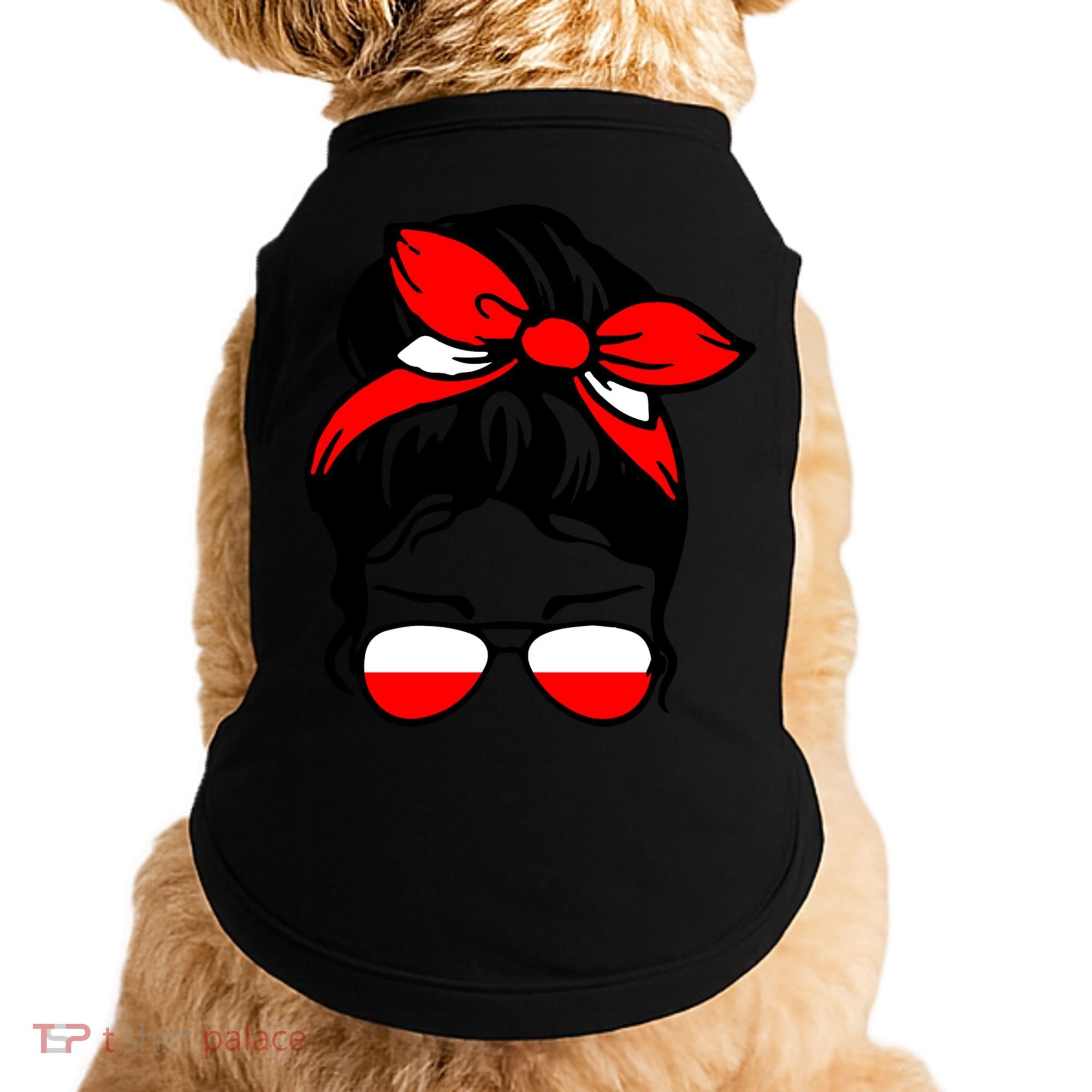 Polish Flag Messy Bun Patriotic Polska Poland Gift Doggie Tank
