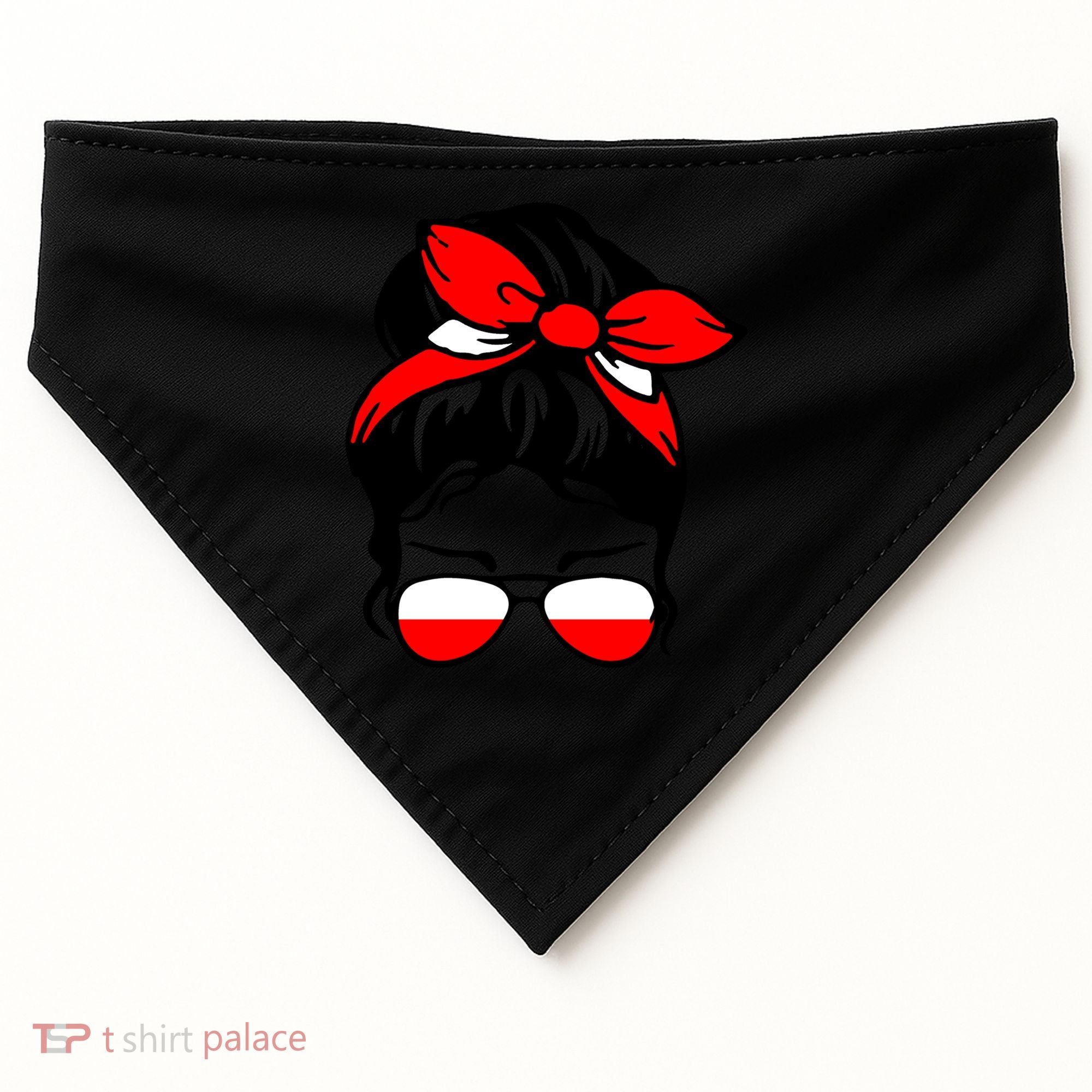 Polish Flag Messy Bun Patriotic Polska Poland Gift USA-Made Doggie Bandana