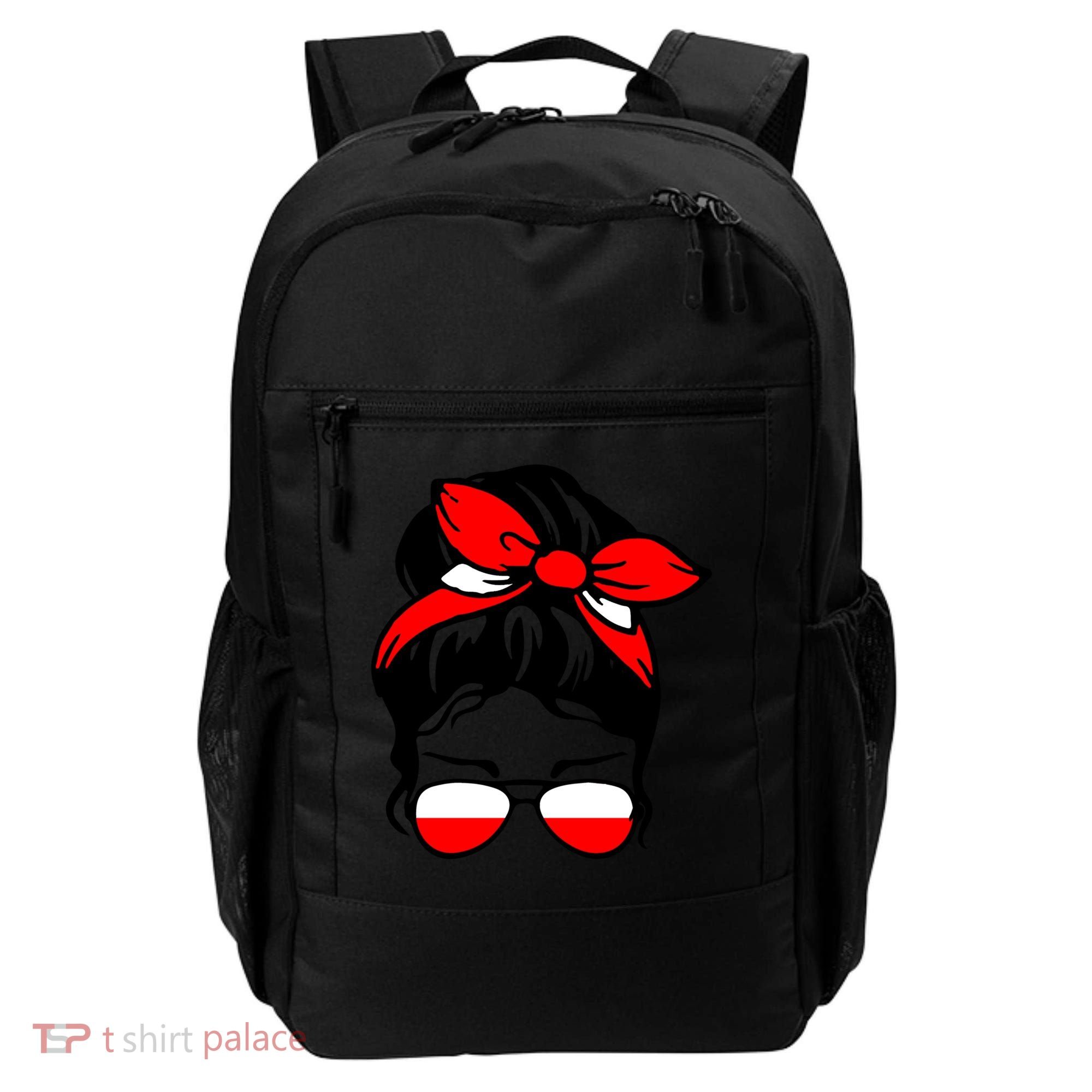 Polish Flag Messy Bun Patriotic Polska Poland Gift Backpack