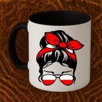 Polish Flag Messy Bun Patriotic Polska Poland Gift Coffee Mug thumb 2