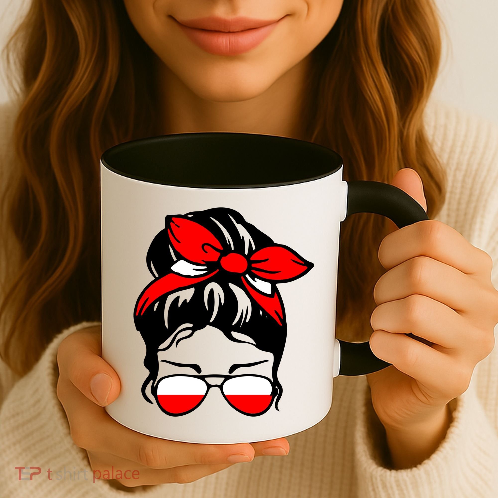 Polish Flag Messy Bun Patriotic Polska Poland Gift Coffee Mug
