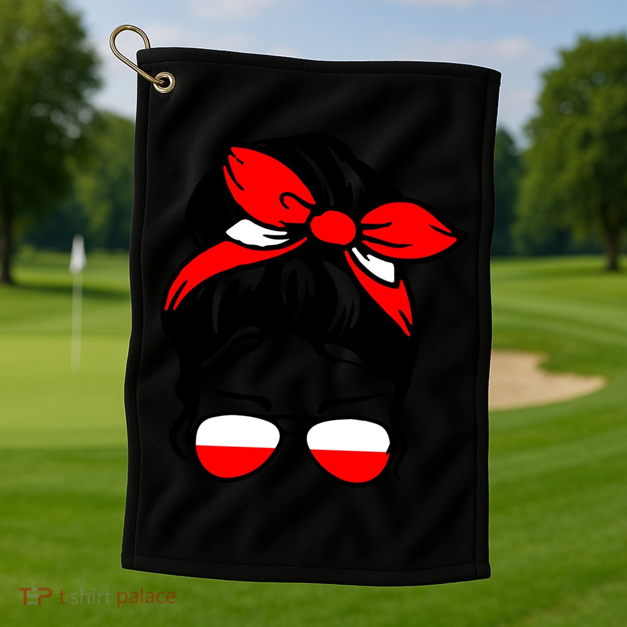 Polish Flag Messy Bun Patriotic Polska Poland Gift Golf Towel