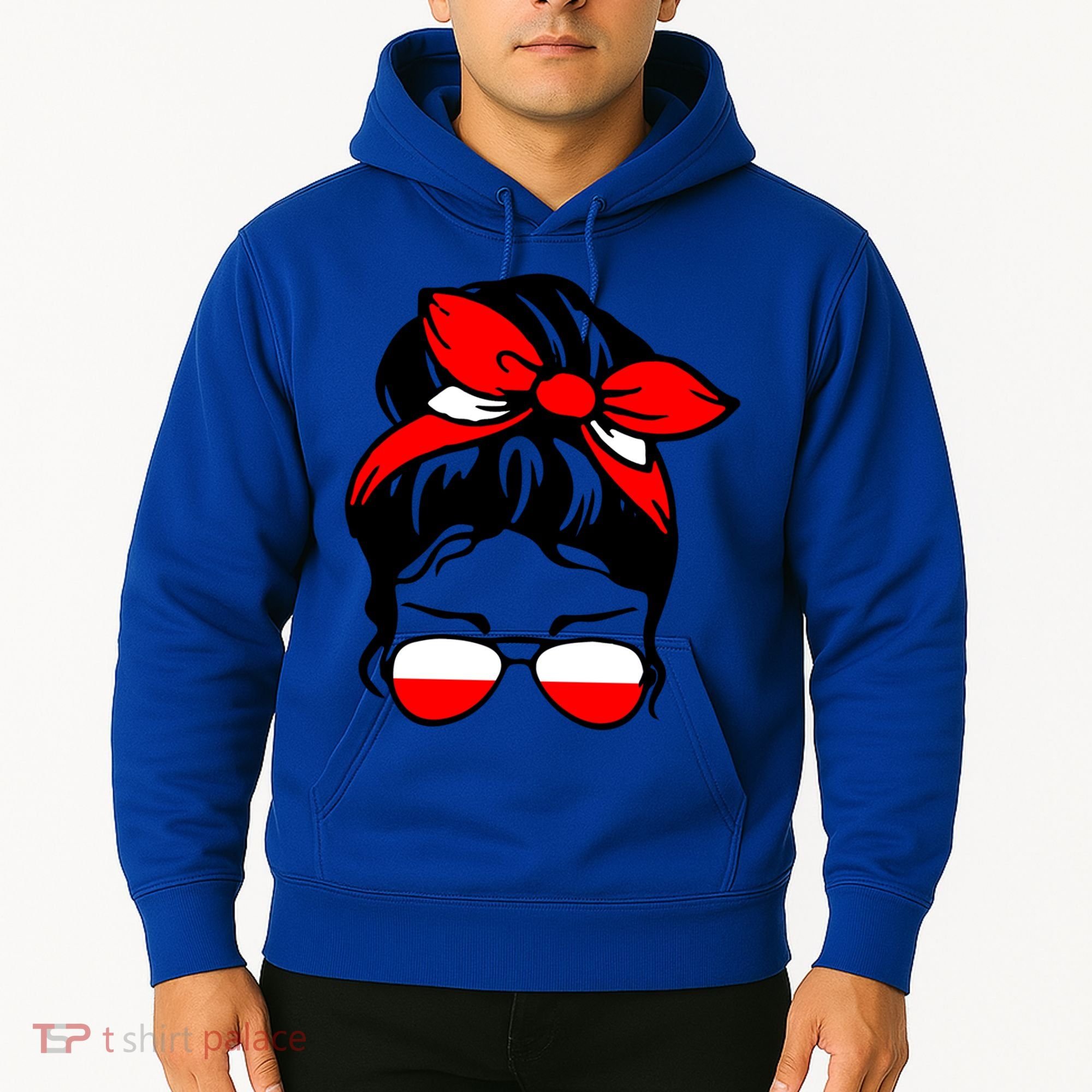 Polish Flag Messy Bun Patriotic Polska Poland Gift Hoodie