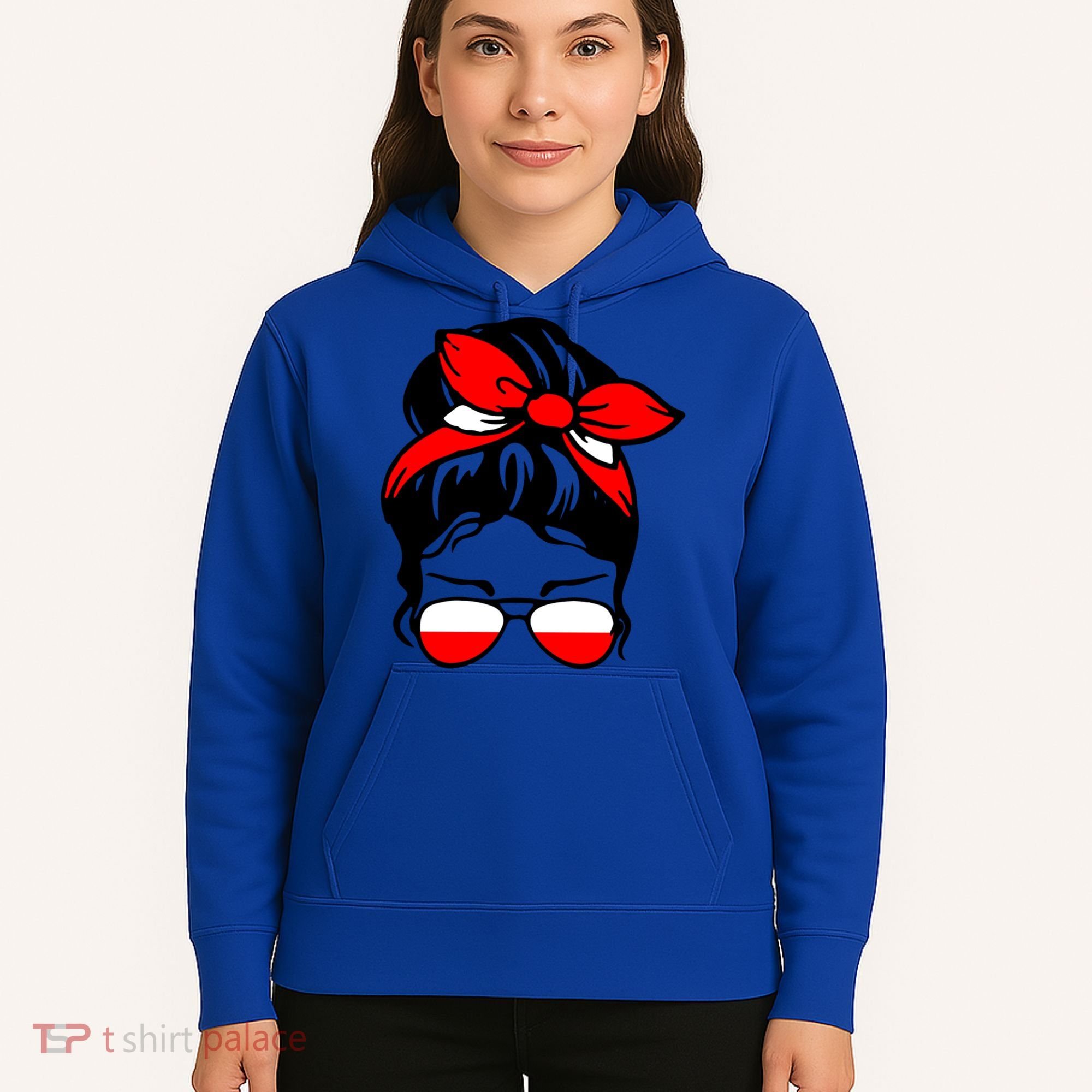 Polish Flag Messy Bun Patriotic Polska Poland Gift Hoodie