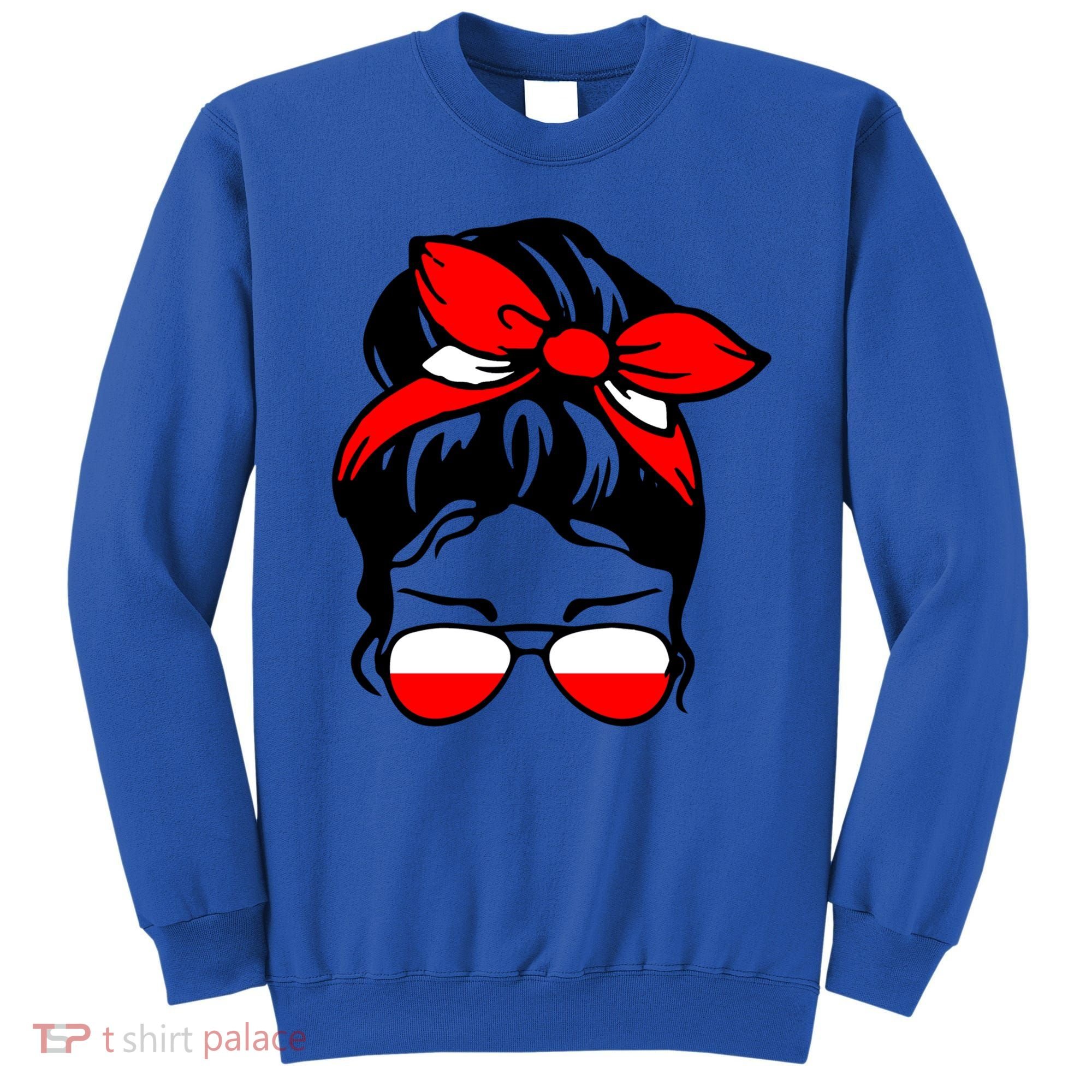Polish Flag Messy Bun Patriotic Polska Poland Gift Sweatshirt