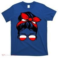 Polish Flag Messy Bun Patriotic Polska Poland Gift T-Shirt thumb 0