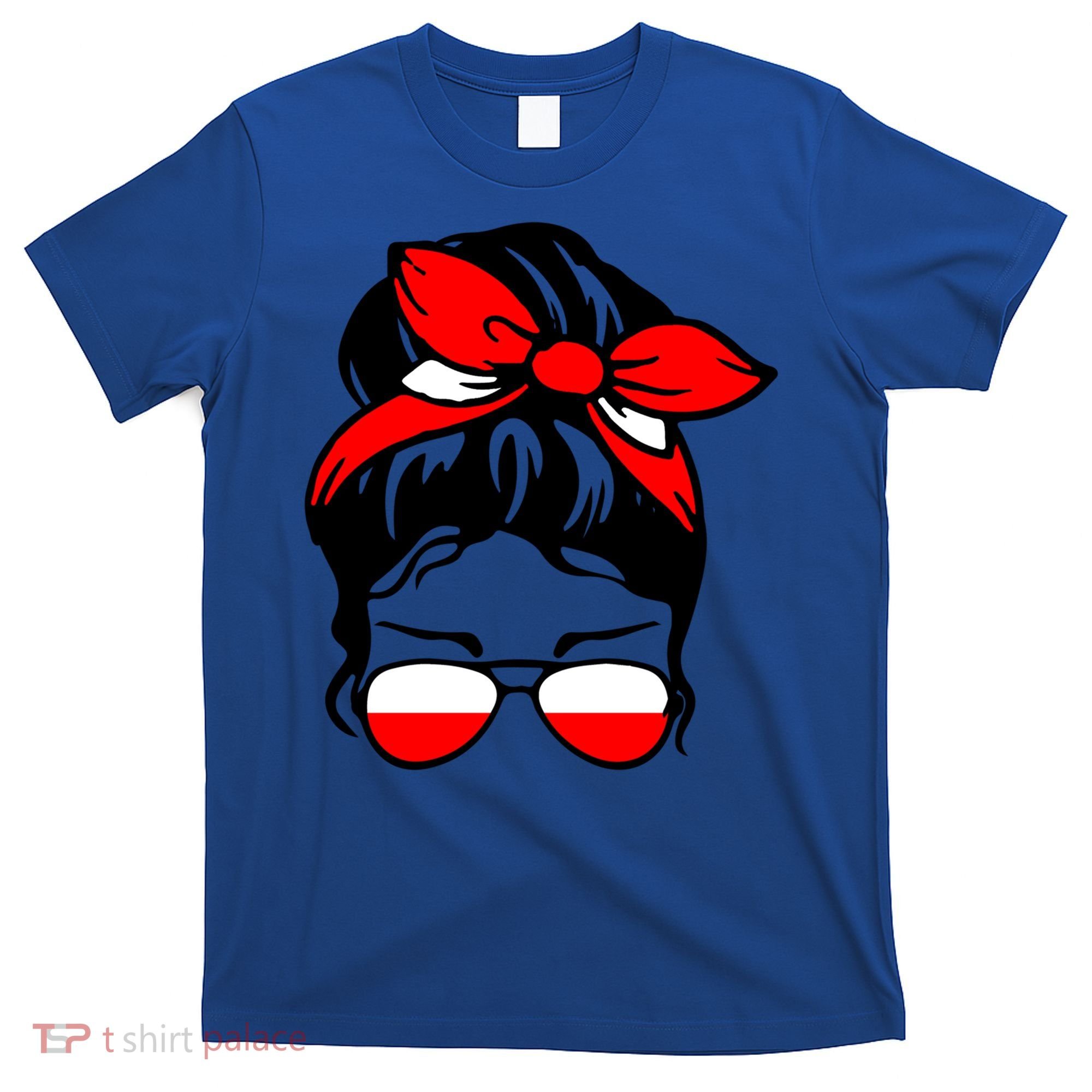Polish Flag Messy Bun Patriotic Polska Poland Gift T-Shirt