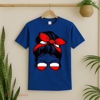 Polish Flag Messy Bun Patriotic Polska Poland Gift T-Shirt thumb 2