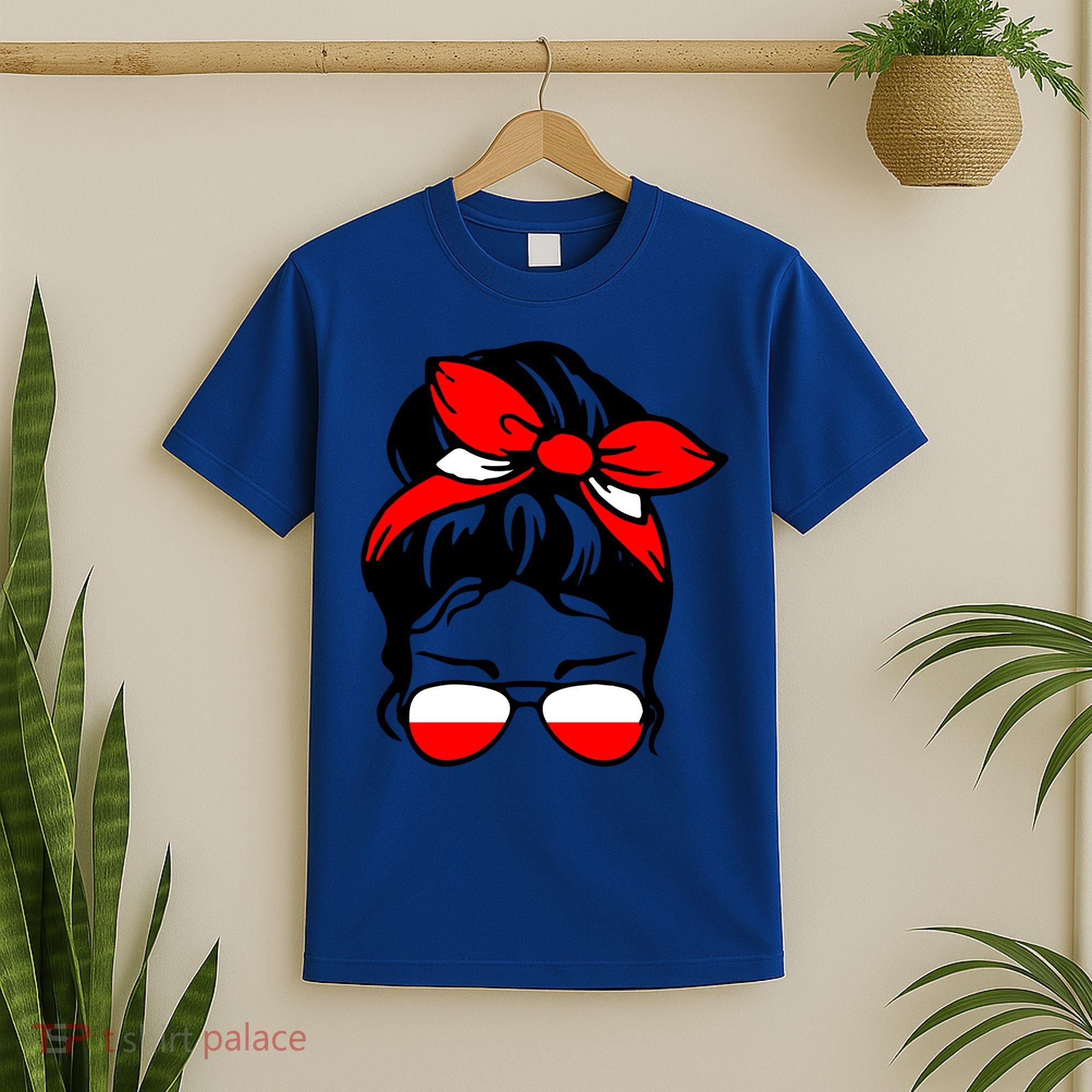 Polish Flag Messy Bun Patriotic Polska Poland Gift T-Shirt