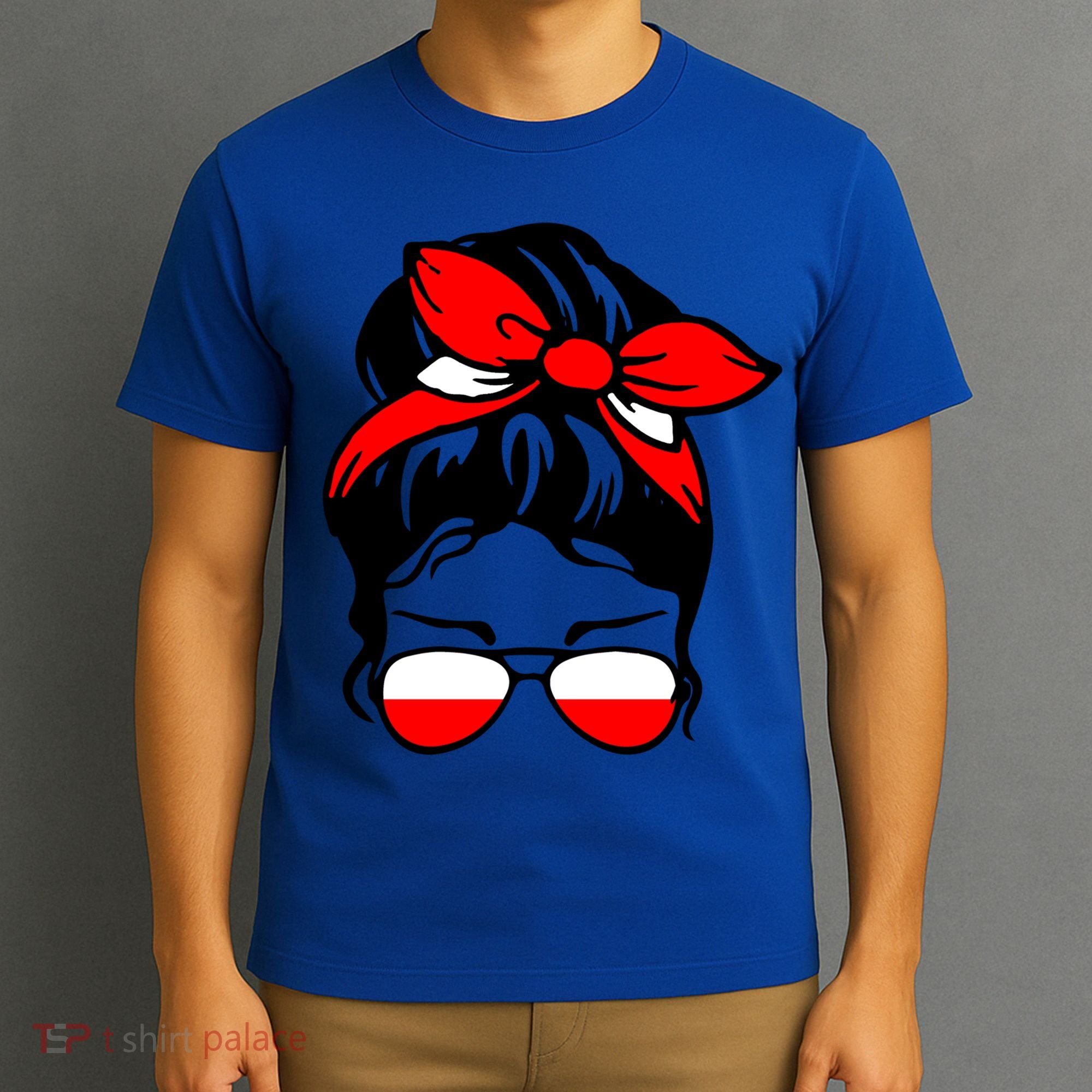 Polish Flag Messy Bun Patriotic Polska Poland Gift T-Shirt
