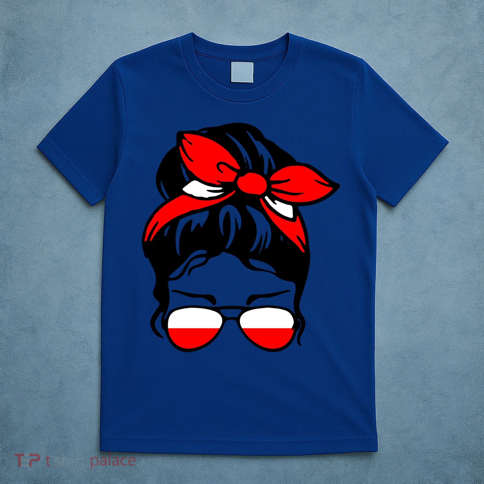Polish Flag Messy Bun Patriotic Polska Poland Gift T-Shirt