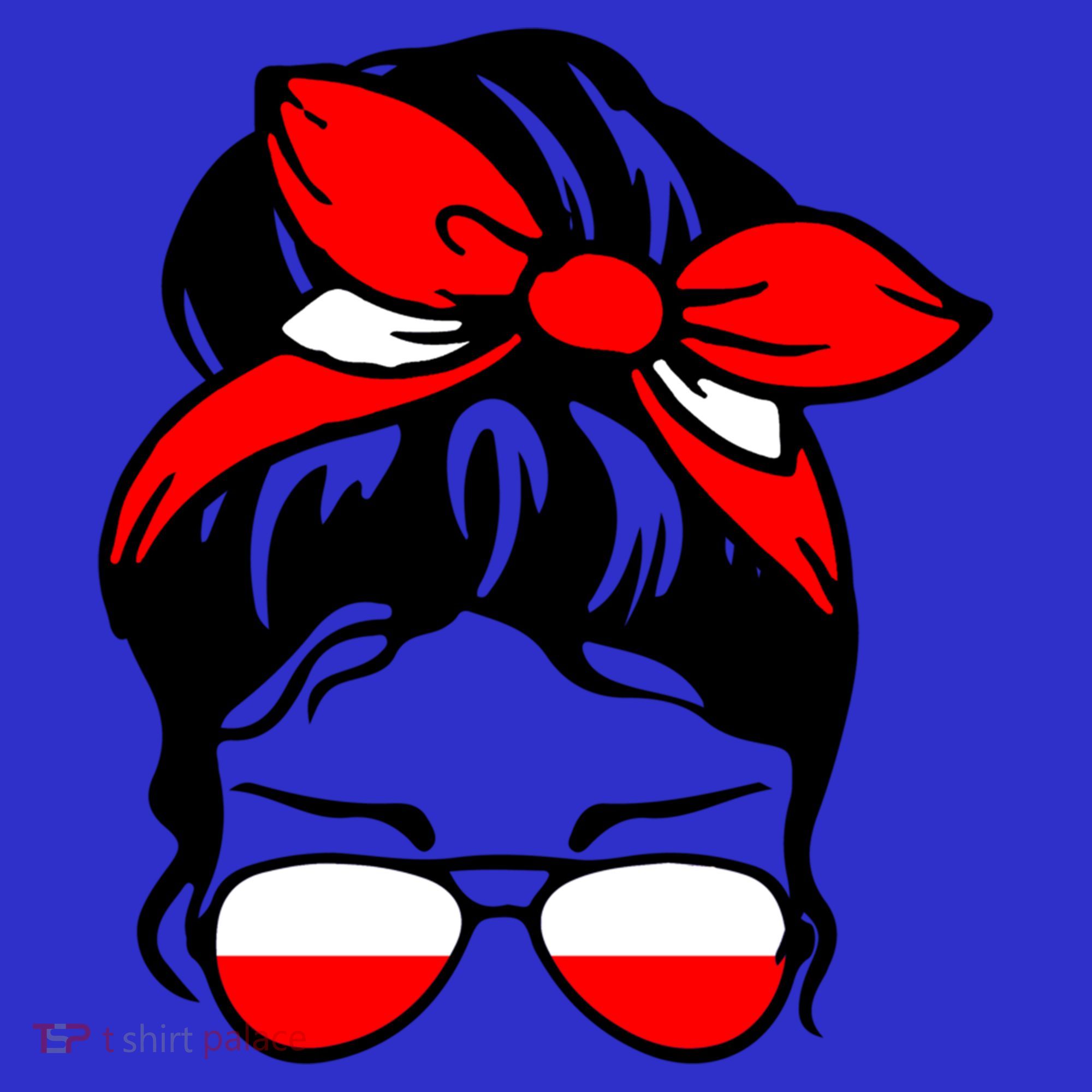 Polish Flag Messy Bun Patriotic Polska Poland Gift T-Shirt