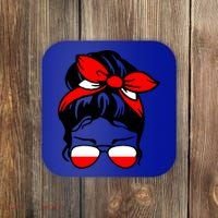 Polish Flag Messy Bun Patriotic Polska Poland Gift Coaster thumb 0