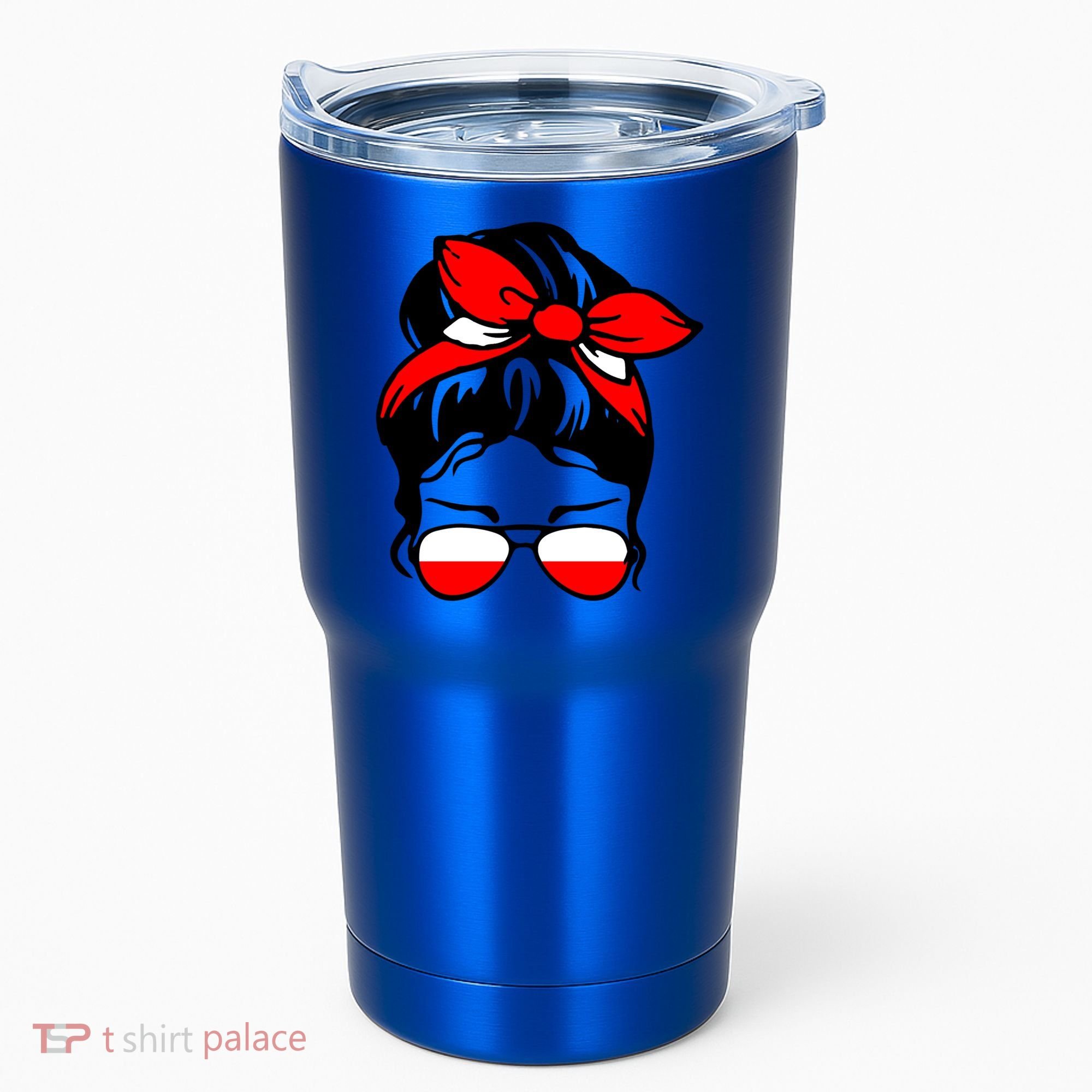 Polish Flag Messy Bun Patriotic Polska Poland Gift Tumbler