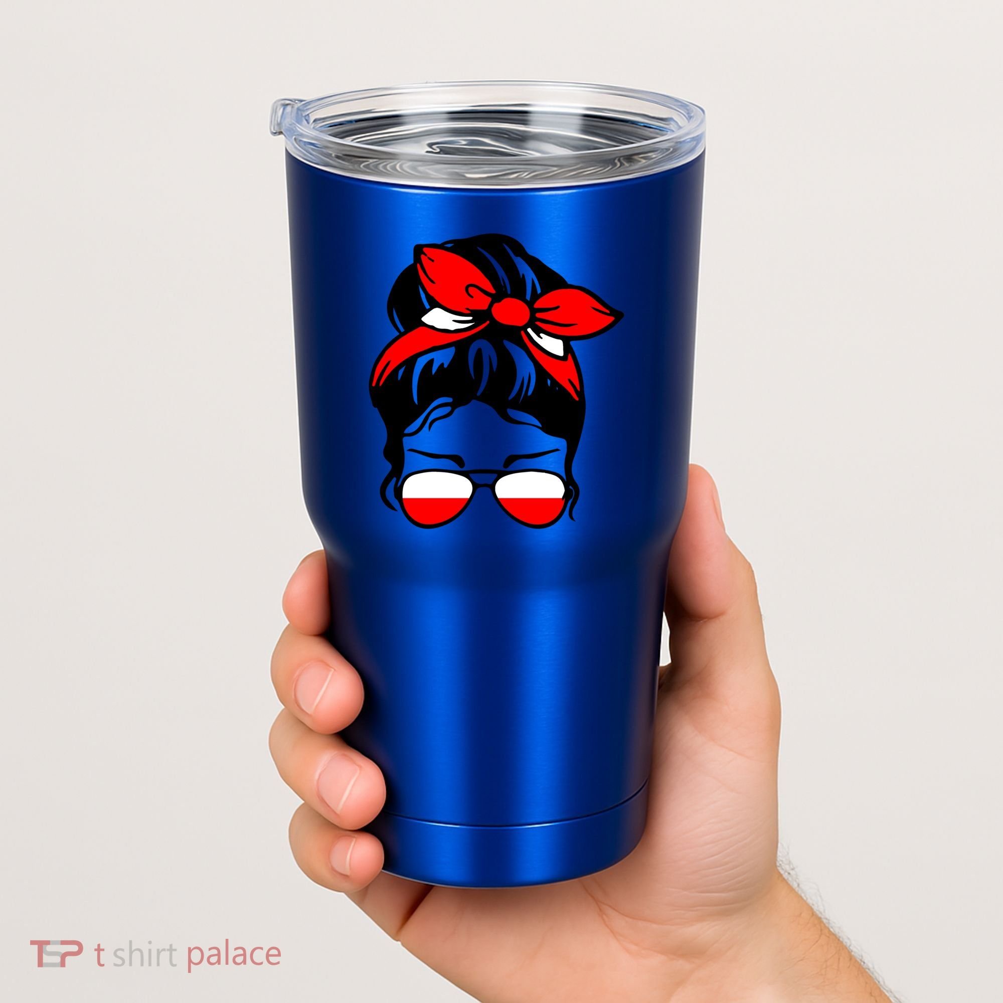 Polish Flag Messy Bun Patriotic Polska Poland Gift Tumbler