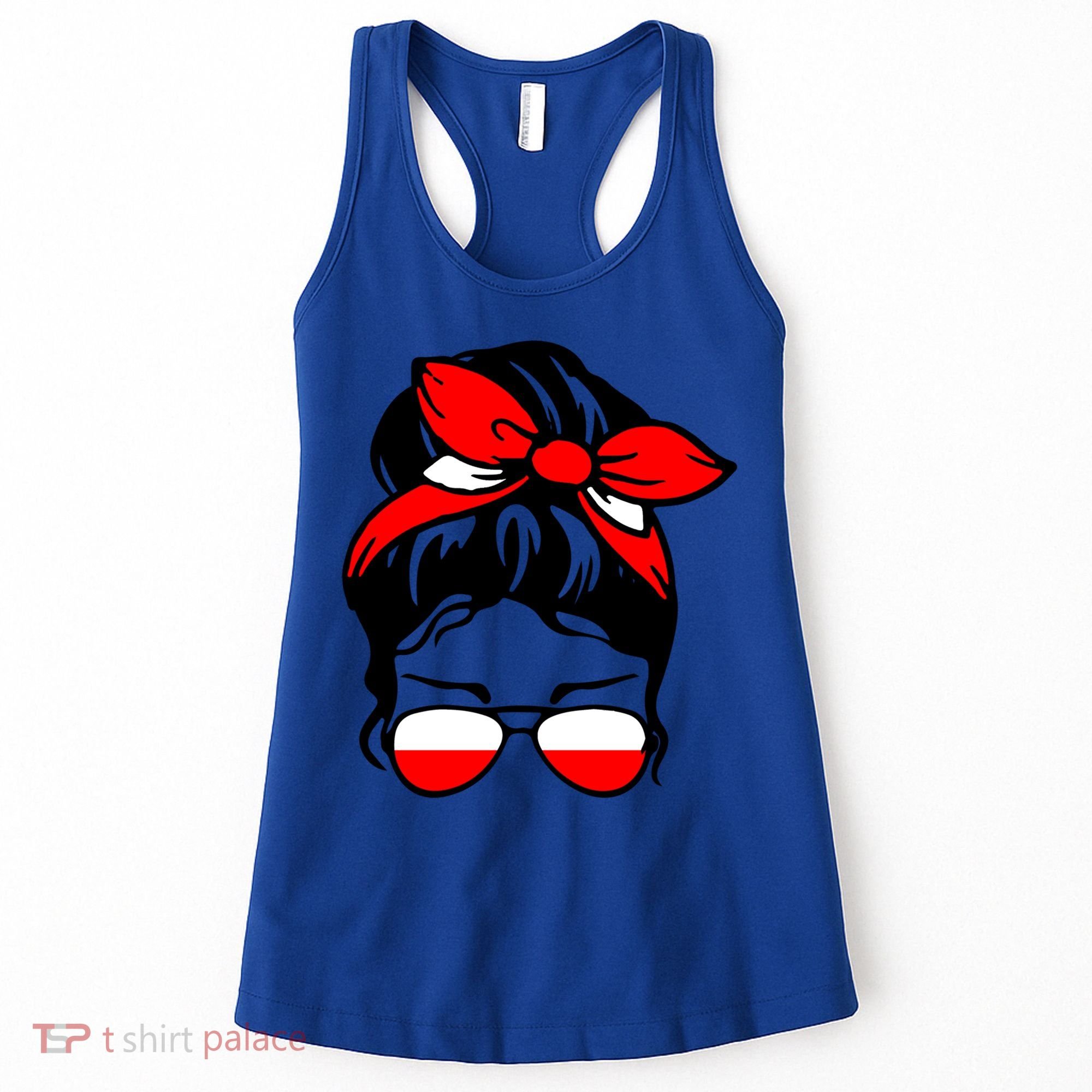 Polish Flag Messy Bun Patriotic Polska Poland Gift Women's Tank Top
