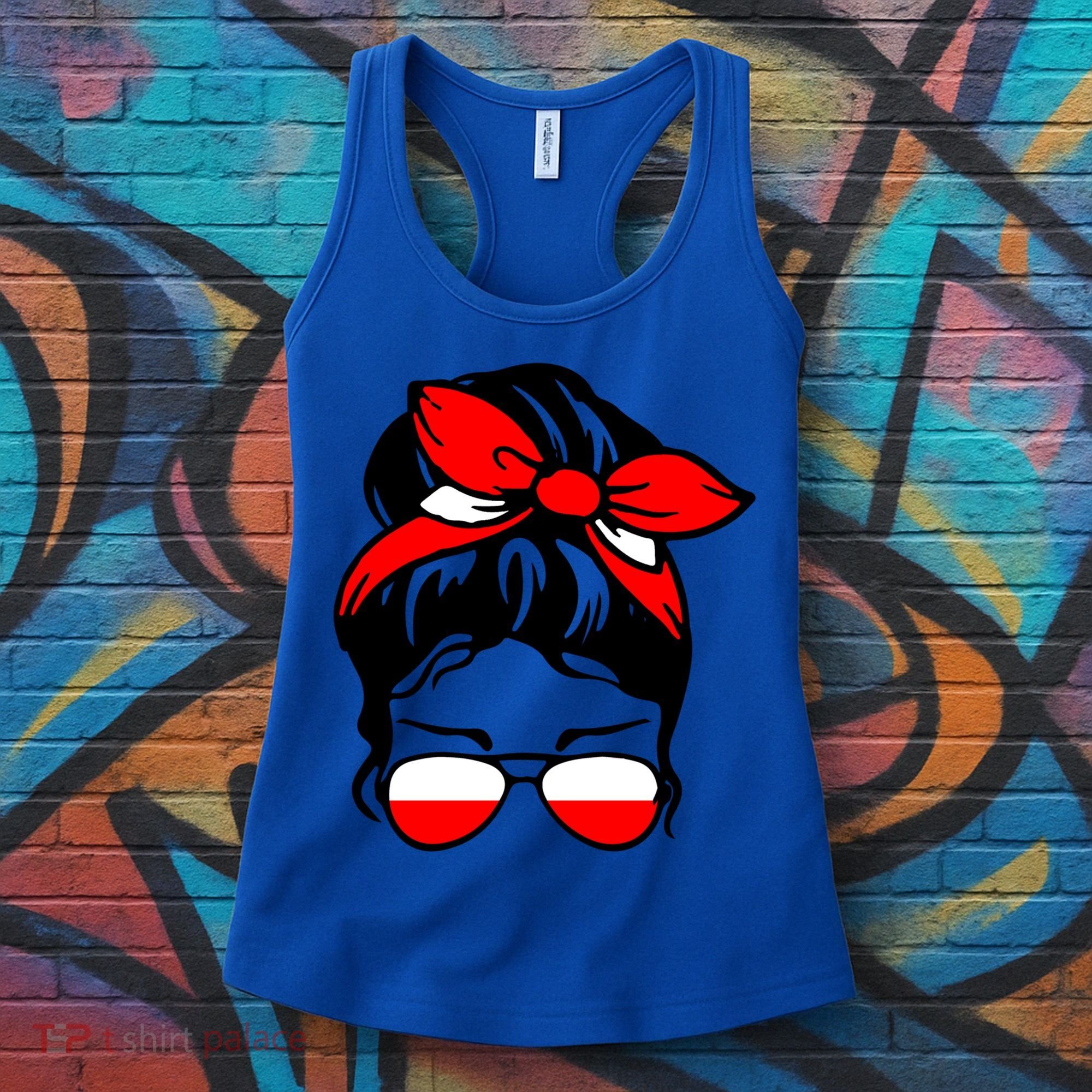 Polish Flag Messy Bun Patriotic Polska Poland Gift Women's Tank Top