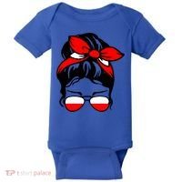 Polish Flag Messy Bun Patriotic Polska Poland Gift Baby Bodysuit thumb 0