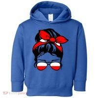 Polish Flag Messy Bun Patriotic Polska Poland Gift Toddler Hoodie thumb 0