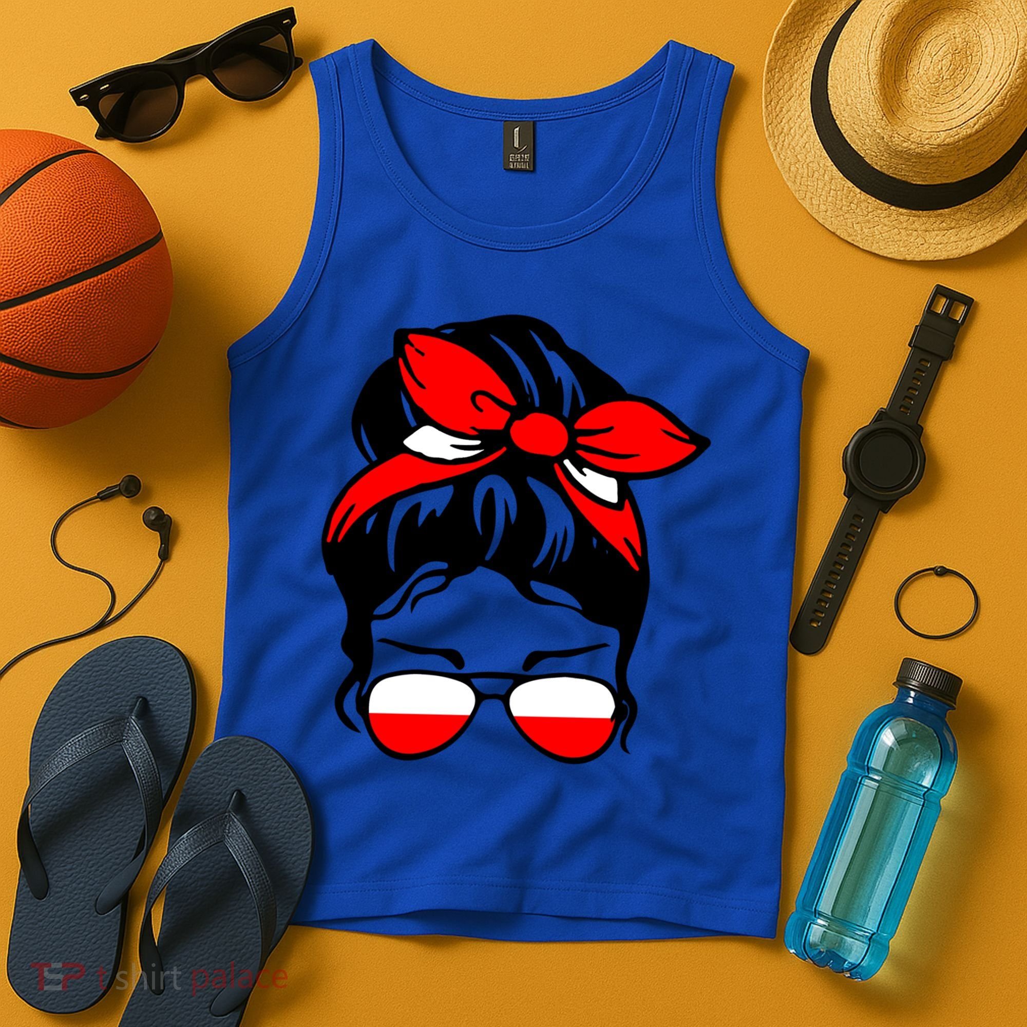 Polish Flag Messy Bun Patriotic Polska Poland Gift Tank Top