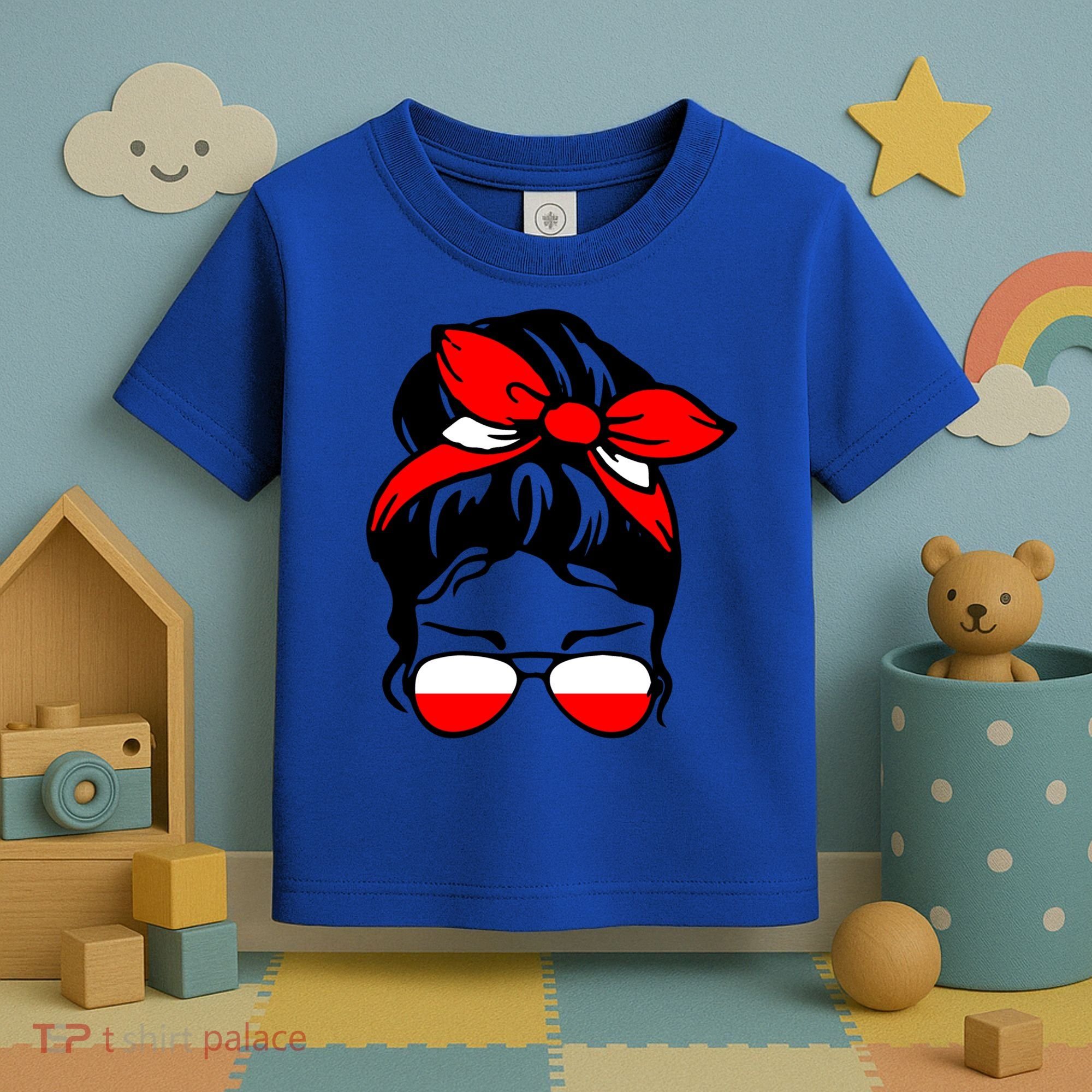 Polish Flag Messy Bun Patriotic Polska Poland Gift Toddler T-Shirt