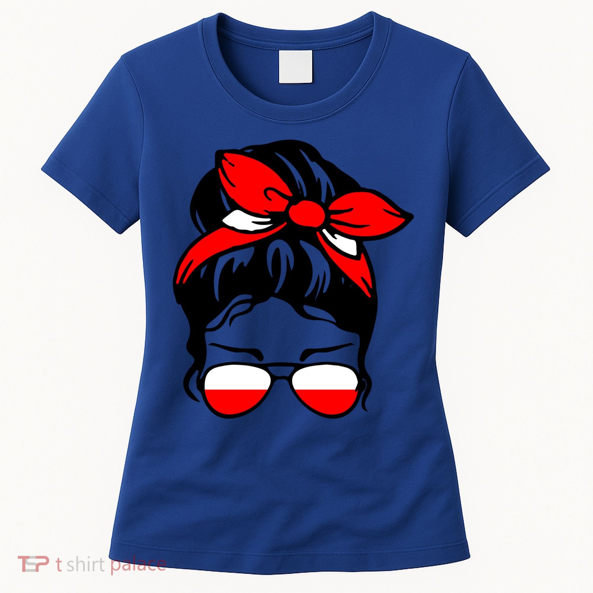 Polish Flag Messy Bun Patriotic Polska Poland Gift Women's T-Shirt