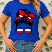 Polish Flag Messy Bun Patriotic Polska Poland Gift Women's T-Shirt thumb 2