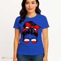 Polish Flag Messy Bun Patriotic Polska Poland Gift Women's T-Shirt thumb 4