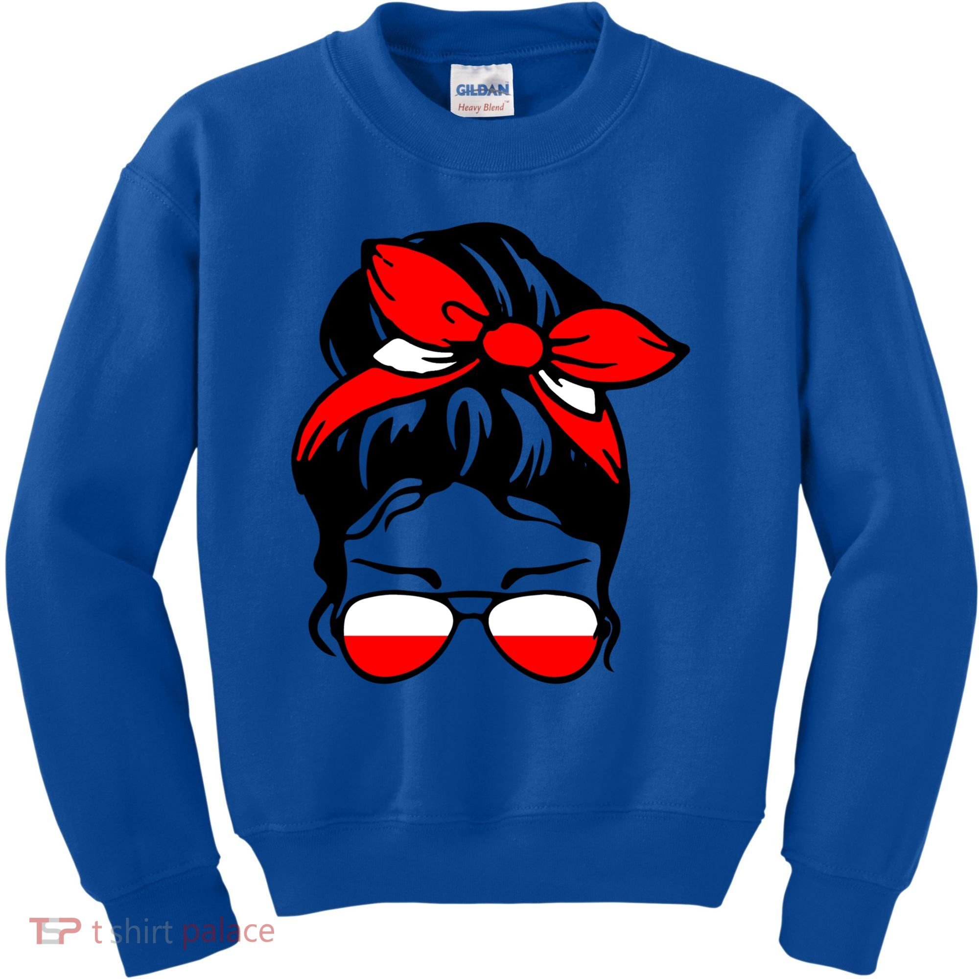 Polish Flag Messy Bun Patriotic Polska Poland Gift Kids Sweatshirt