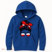 Polish Flag Messy Bun Patriotic Polska Poland Gift Kids Hoodie thumb 0