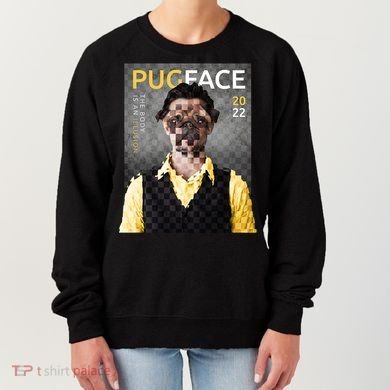Pug Face Man Magazine Pixelated Women's Sweatshirt