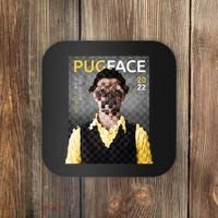 Pug Face Man Magazine Pixelated Coaster thumb 0