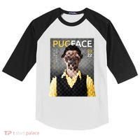 Pug Face Man Magazine Pixelated Kids Colorblock Raglan Jersey thumb 0