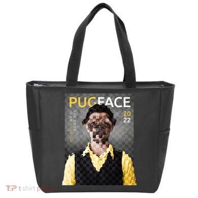 Pug Face Man Magazine Pixelated Tote Bag