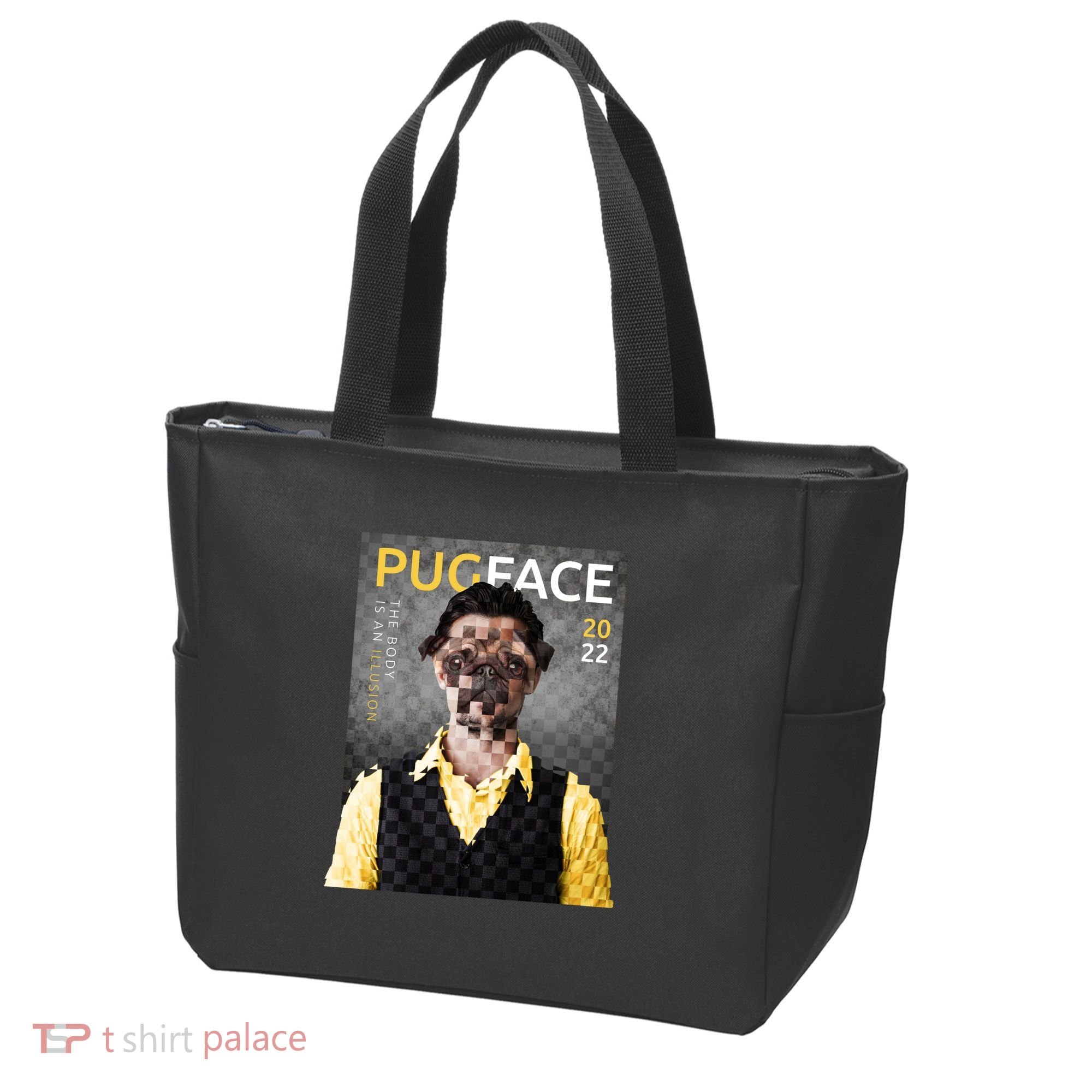 Pug Face Man Magazine Pixelated Tote Bag
