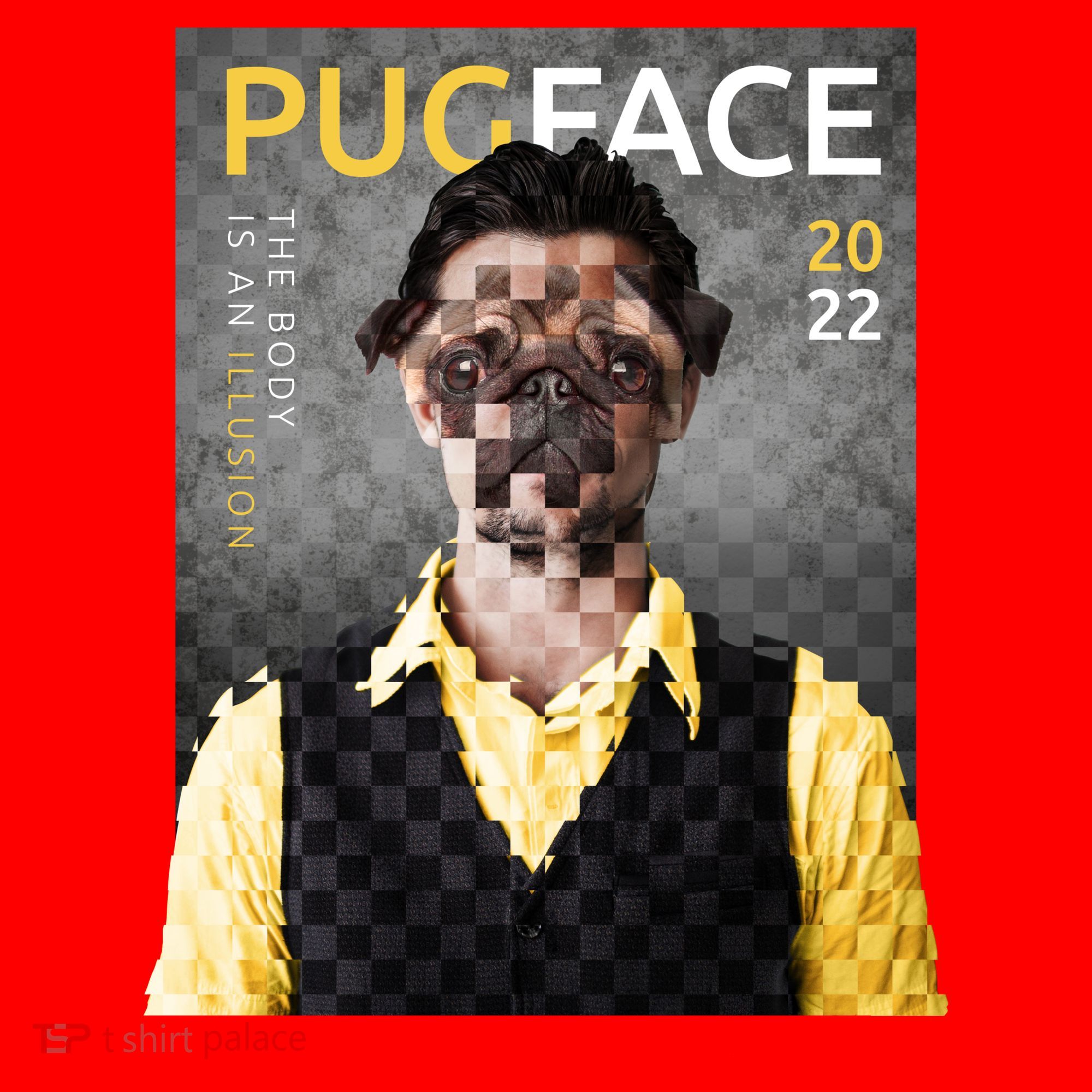 Pug Face Man Magazine Pixelated Santa Hat
