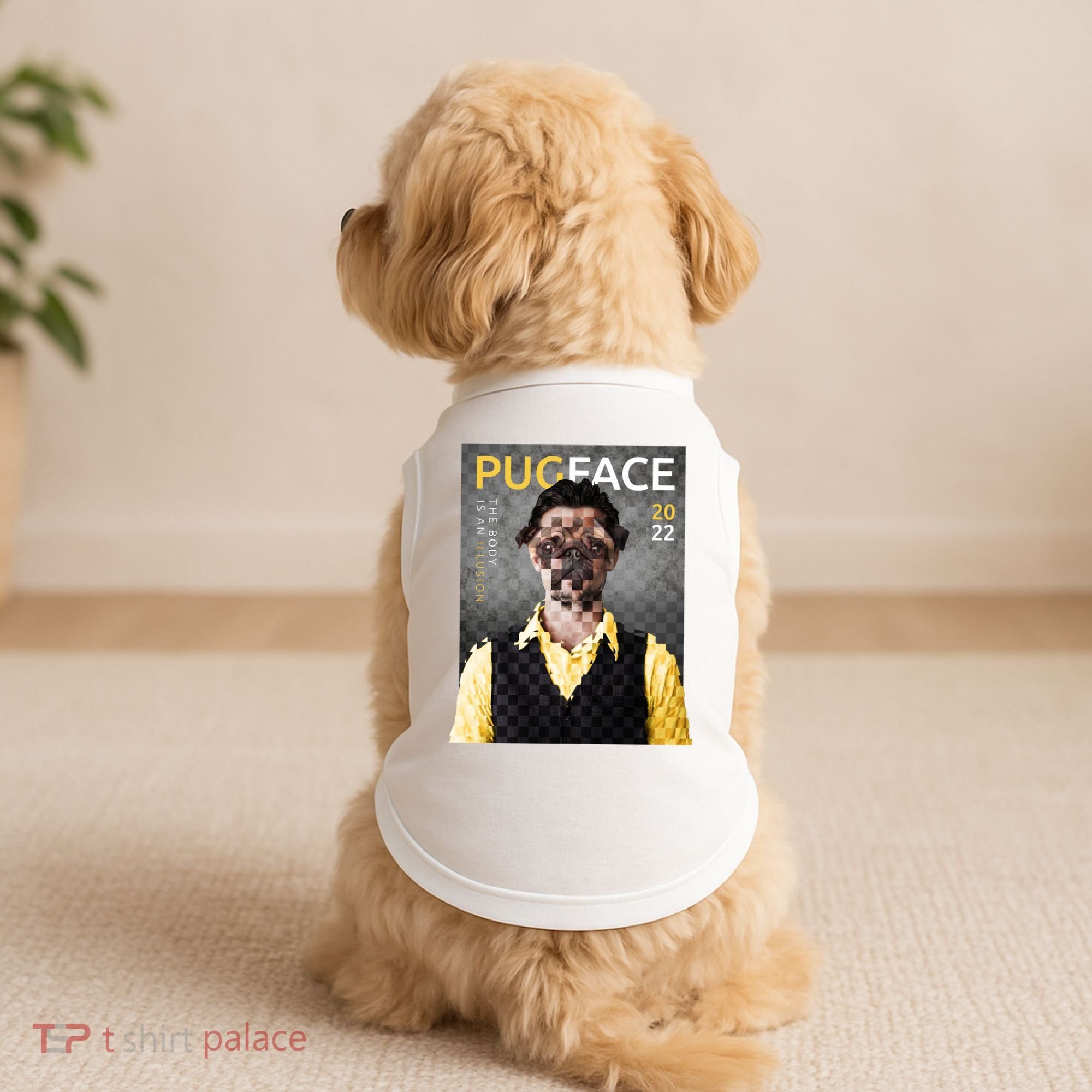 Pug Face Man Magazine Pixelated Doggie Tank