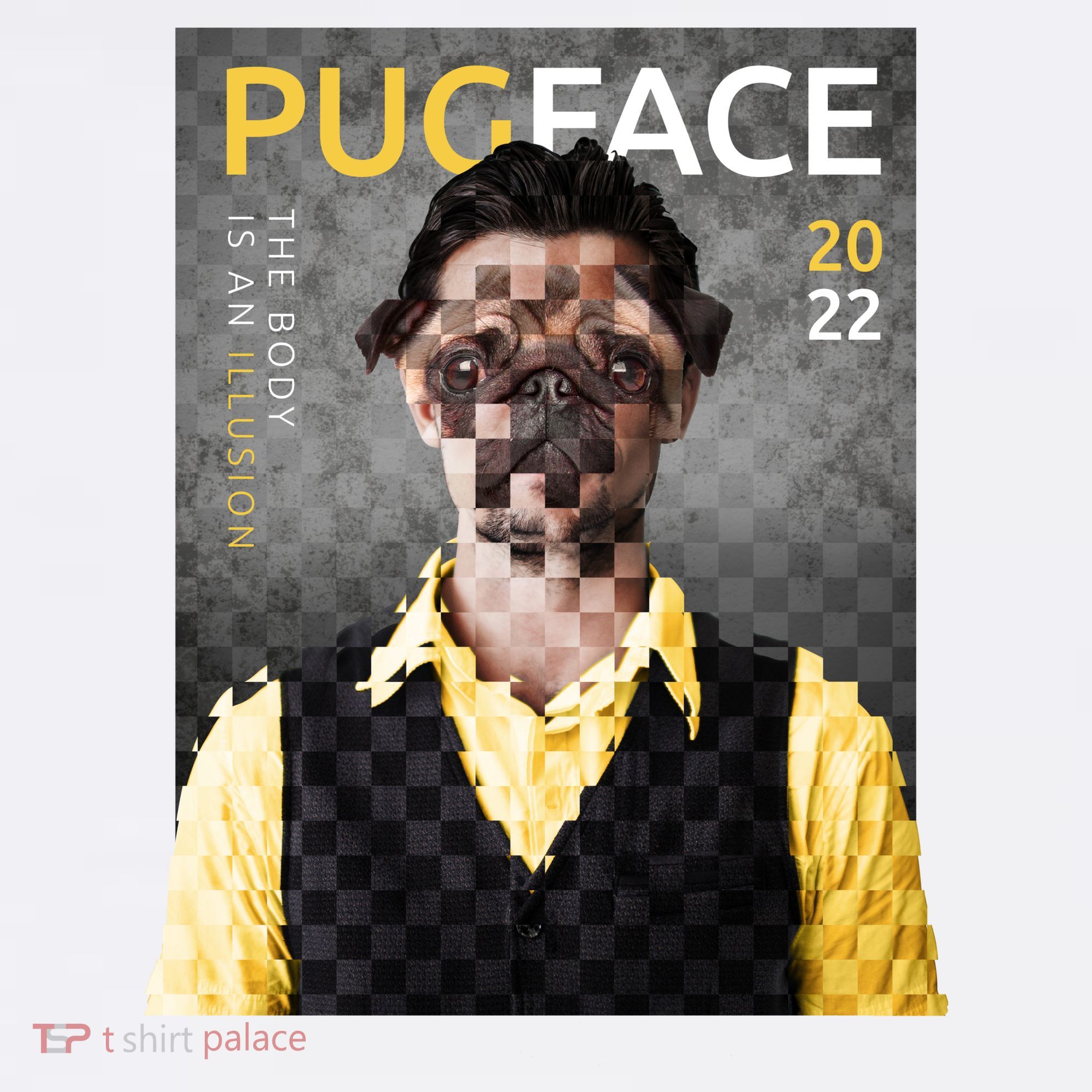 Pug Face Man Magazine Pixelated Doggie Tank