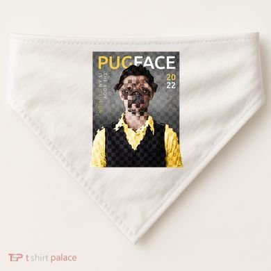 Pug Face Man Magazine Pixelated USA-Made Doggie Bandana