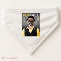 Pug Face Man Magazine Pixelated USA-Made Doggie Bandana thumb 0