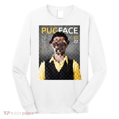 Pug Face Man Magazine Pixelated Long Sleeve Shirt