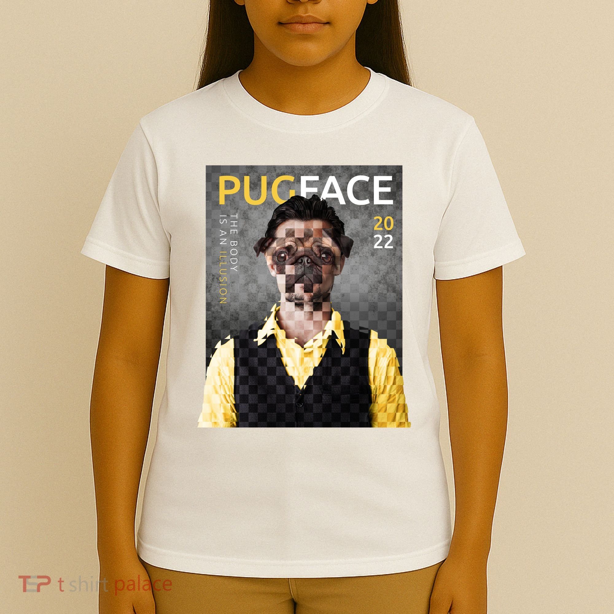 Pug Face Man Magazine Pixelated T-Shirt