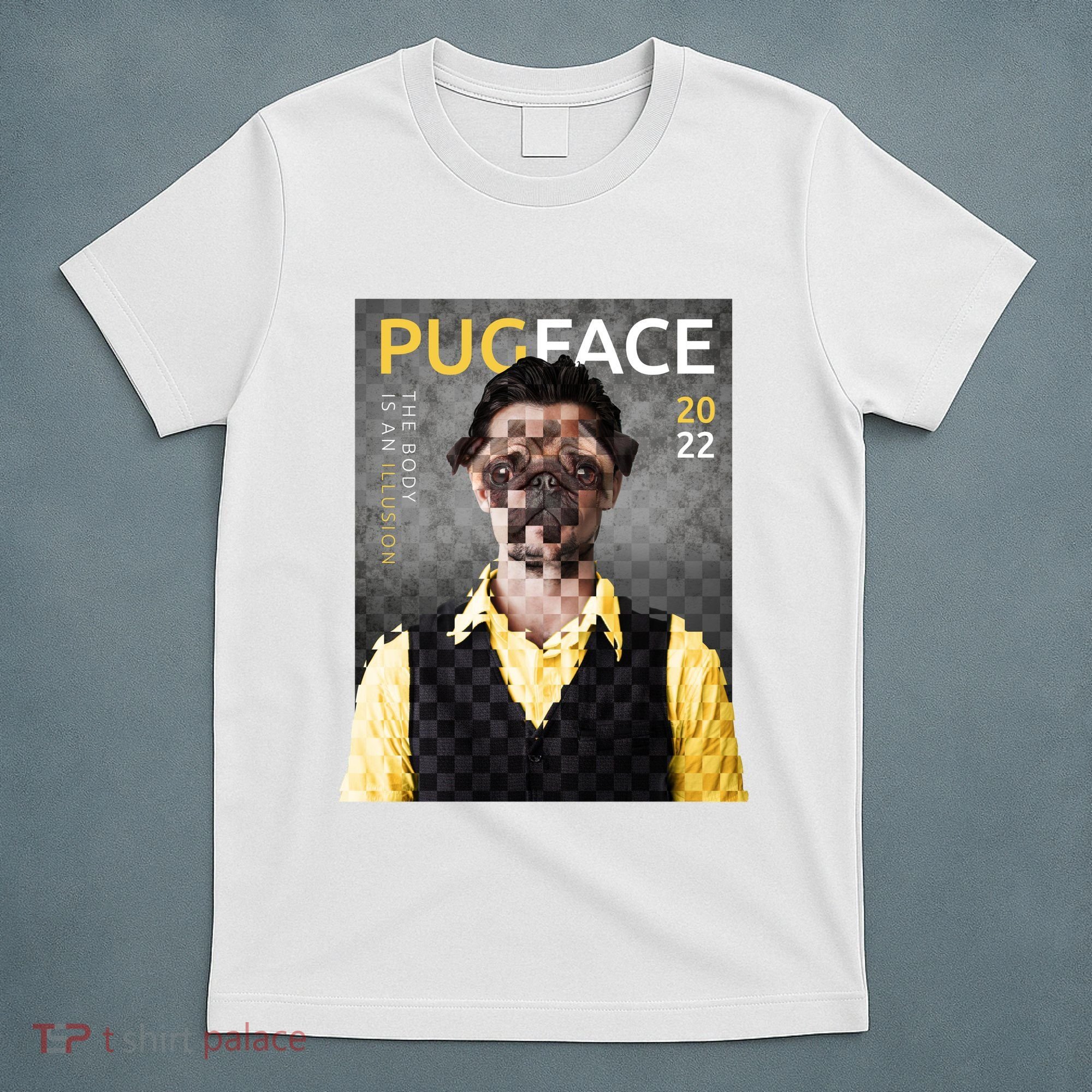 Pug Face Man Magazine Pixelated T-Shirt