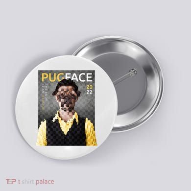 Pug Face Man Magazine Pixelated Button